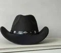 Cappello da cowboy nero in scamosciato con borchie argentate su fascia in pelle nera - M (56-58cm) / Stile Borchiato Diamante Nero (08) / Nero