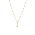 Letter J pendant necklace in gold finish with micro-pave cubic zirconia stones - Gold-J