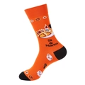 Orangefarbene Tag der Toten Socken mit Totenkopf und Ringelblumen für Damen und Herren - 1363-Oranges Altardesign
