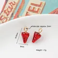 Cute strawberry alloy enamel charms for DIY earrings featuring realistic red texture - 8# Strawberry Type 08