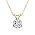 Elegant gold finish S925 silver necklace with six-prong moissanite pendant on box chain - Standard Type / Gold