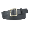 Minimalistischer schwarzer Ledergürtel mit klassischer polierter goldener Schnalle für Damen - Schwarz Mit Bronzeschnalle