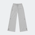 Lichtgrijze katoenen joggingbroek met wijde pijpen, kruisborduursel en verstelbare zoom - XS / Stofgrijs