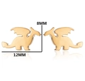 Detailed view of pterosaur stud earrings in gold finish with dimensions 12mm by 8mm - Gold