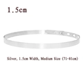 Polished silver metal mirror waist belt 1.5cm width with adjustable 71-81cm length - 1.5cm Width/Size M (71-81cm) / Silver