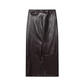Women's dark brown leather skirt set with belt and high waist back slit design - XS / Skirts