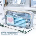 Three-layer clear pencil case in light blue finish with large capacity storage - Handheld 5-Layer - Extra Capacity / Blue