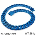 Catena cubana spessa 24mm in acciaio inossidabile blu elettrico, lunghezza 720mm - Blu