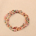 Multilayer colorful seed bead bracelet with bohemian style on beige linen background - Style 69-Multi layer Color
