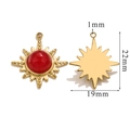 Pendente stella solare dorata con pietra occhio di tigre rossa, accessorio 22x19mm - Agata rossa