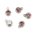 Pink birthstone charms in stainless steel frames for DIY jewelry making and necklaces - Steel Color-N(Pink)
