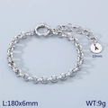 Silver stainless steel chain bracelet with letter A pendant and large spring clasp - Silver - Letter A (KB186390-Z)