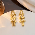 Orecchini lunghi in acciaio al titanio placcato oro 18K con design geometrico - Stile di Giunzione a Colonna Triangolare (230)