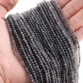 3mm faceted labradorite round beads with natural blue flash for jewelry making - 3mm (38cm, Approx. 120 Beads) / Black Labradorite Grade 1