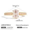 Detailed size specifications of 18K gold stainless steel ring with oval zircon - Oval Style - Size 8 (JDR0307009-8)