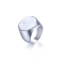 Poliertes Siegelring aus Silber-Edelstahl mit weißem Druzy-Kristallstein-Inlay - US 6