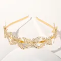 Close-up of golden hollow butterfly headband showing dimensions 2.5cm and 14g weight - Metal Headband-7 Butterflies