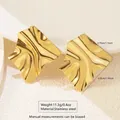 Golden irregular wavy stainless steel shell earrings with beach holiday style - Irregular Wavy Disc (FYD6223)