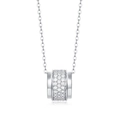Elegant S925 sterling silver cylinder necklace with sparkling pavé moissanite stones - (s925 Silver + Moissanite P11741) / Chain Length 40cm + 5cm (extension Chain)