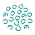 DIY jump rings in Tiffany blue finish for jewelry making and connecting necklaces - Blue With Holes (open Ring)