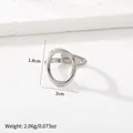 Adjustable silver hollow oval open ring in stainless steel weighs 2.06g and measures 2x1.8cm - 61-Large Circle / Silver