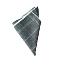 Deep grey windowpane check linen pocket square with white rolled edges for men suits - Dark Grey White Windowpane (23)