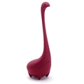 Deep pink dinosaur Nessie tea infuser made of silicone for loose leaf tea brewing - Loch Ness Monster Rose Red