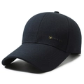 Casquette de baseball en coton noir profond avec logo taureau doré et broderie heroism - Bleu marine avec badge latéral tête de taureau