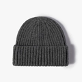 Bonnet court en maille côtelée gris foncé pour hommes et femmes avec bord replié - Gris clair