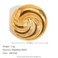 Polished 18K gold plated stainless steel spiral swirl earrings, 27.4mm diameter size - Ball Texture Style (BR15002) / Gold