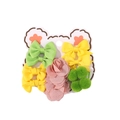 Set de pinzas para el pelo con lazos y pompones para niñas en tarjeta de oso blanco - Serie Amarillo y Verde Rosa
