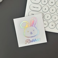 Autocollant lapin holographique avec finition laser colorée pour gourdes - Argent Holographique (Lapin Mignon)