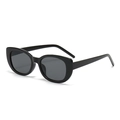 Vintage cat eye sunglasses with thick black frame and grey lenses in a retro square style - Black Frame Black Grey Lens
