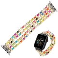 Bohemian five-row beaded Apple Watch strap with colorful resin beads and gold metal accents - B-wb220025a / L1（38/40/41）