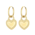 Eleganti orecchini a cerchio dorati con lucchetto a cuore in acciaio inossidabile - Stile Oro Tutto Oro (KE108730-Z)