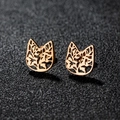 Rose gold hollow cat earrings with floral pattern engraving for women in steel - 450 Rose Gold (Cat)