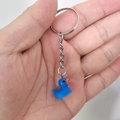 Cute royal blue resin duck keychain pendant with silver metal ring for backpacks - 25mm Ring / Sapphire Blue