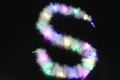 White feather boa with colorful LED lights showing vibrant red blue and green glow - Thin Fleece Boa / White/Thin/Multi-color Light
