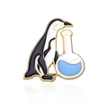 Creatieve pinguïn en laboratoriumkolf emaille broche met vergulde metalen randen - Kolf Pinguïn Stijl (CC2068)
