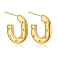 Orecchini minimalisti a forma di U in acciaio dorato con motivo a stelle in rilievo - Stile Stella a Forma di U Oro (C086)