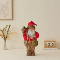 Rustic standing Santa Claus doll figurine in red and brown for Christmas decor - Red Sweater / 45cm High