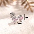 Silver bow knot ear stud with pink zircon and 10mm titanium steel screw post - Pink (A266-2)