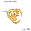 Elegante gouden spiraalring van titaniumstaal met gedraaid ontwerp en diamantaccenten - Spiraal Open Ring / Goud