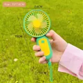 Portable yellow and green mini handheld USB fan with lanyard for outdoor use - Green
