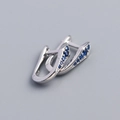 S925 sterling silver U-shaped hoop earrings featuring small blue zircon gemstones - Platinum Color (Blue Stone)