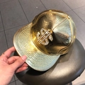 Golden snakeskin pattern baseball cap featuring a sparkling rhinestone dollar sign emblem - Gold - Dollar Sign