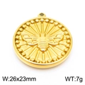 Colgante redondo dorado con abeja en relieve, tamaño 26x23mm para creación de joyas - Estilo Grande (KLJ7990-Z) / Dorado