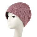 Gorro de punto para mujer otoño invierno en gris burdeos para calidez casual - L (58-60cm) / Burdeos