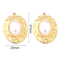 Golden sunflower pendant accessories with white oval faux pearl in 31mm x 23mm size - Ellipse / 2 Pcs/Set / Gold