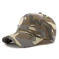 Jungle camouflage cotton baseball cap in brown and khaki tones for outdoor sports - Grey Beige Camouflage
